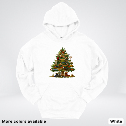 Woodland Critters Christmas Tree Hook Yard Faux - Hoodie