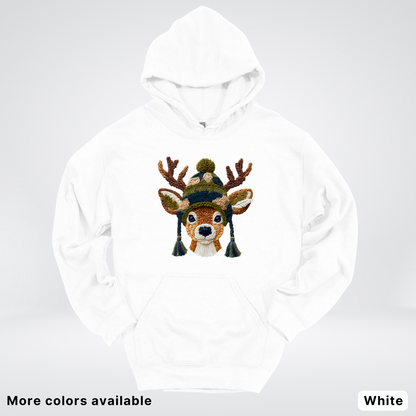 Cozy Winter Reindeer Hook Yard Faux Texture - Hoodie