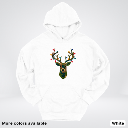 Rustic Reindeer Lights – Hook Yard Faux Texture - Hoodie