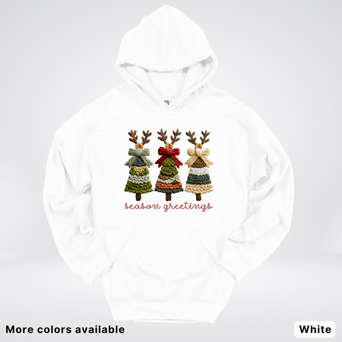 Season Greetings Reindeer Trees Hook Yard Faux - Hoodie