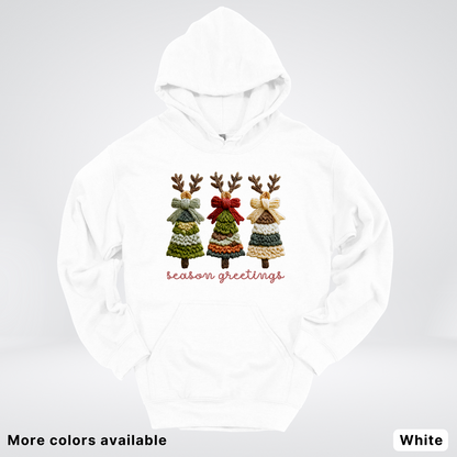 Season Greetings Reindeer Trees Hook Yard Faux - Hoodie
