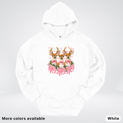 Ho Ho Ho Pink Deer Trio Hoodie - Hoodie