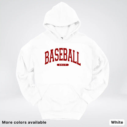 Baseball 24/7 – Maroon Design - Hoodie