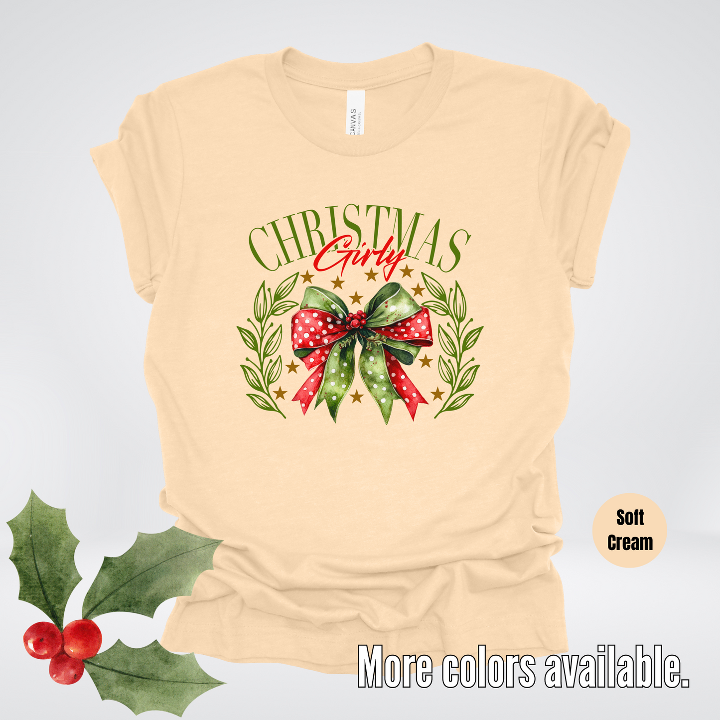 Christmas Girly Green And Red Coquette T-Shirt