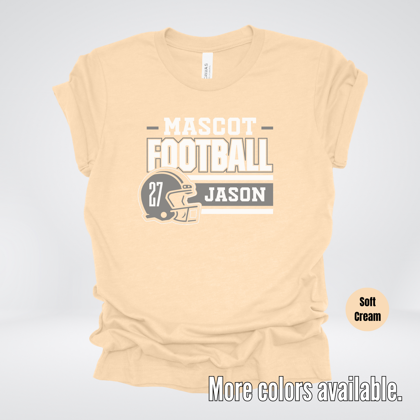 Custom Mascot, Number, & Name – Gray - Football Design 17 T-Shirt