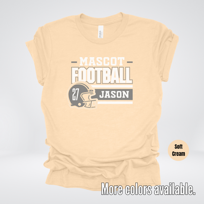 Custom Mascot, Number, & Name – Gray - Football Design 17 T-Shirt