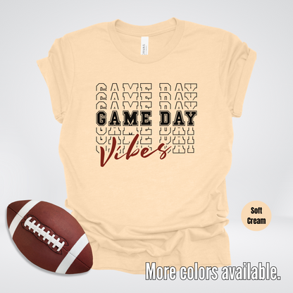 Game Day Vibes Stacked - Black Design T-Shirt