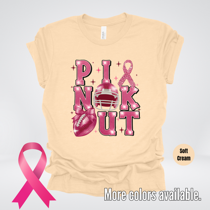 Pink Out Football Coquette Glitter Helmet T-Shirt