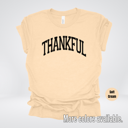 Thankful Varsity T-Shirt - Black Design