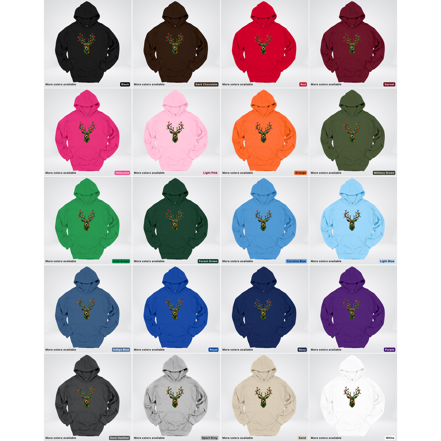 Rustic Reindeer Lights – Hook Yard Faux Texture - Hoodie