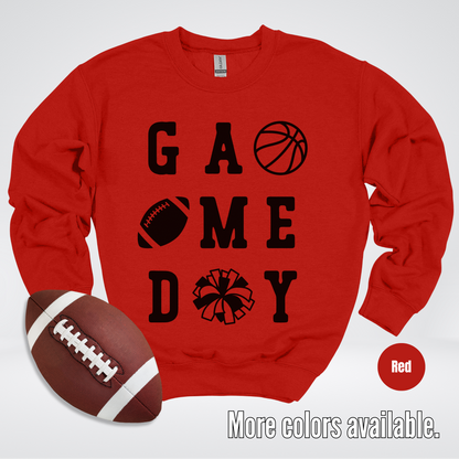 Game Day Basketball Football Cheer Black Design Crewneck Sweatshirt