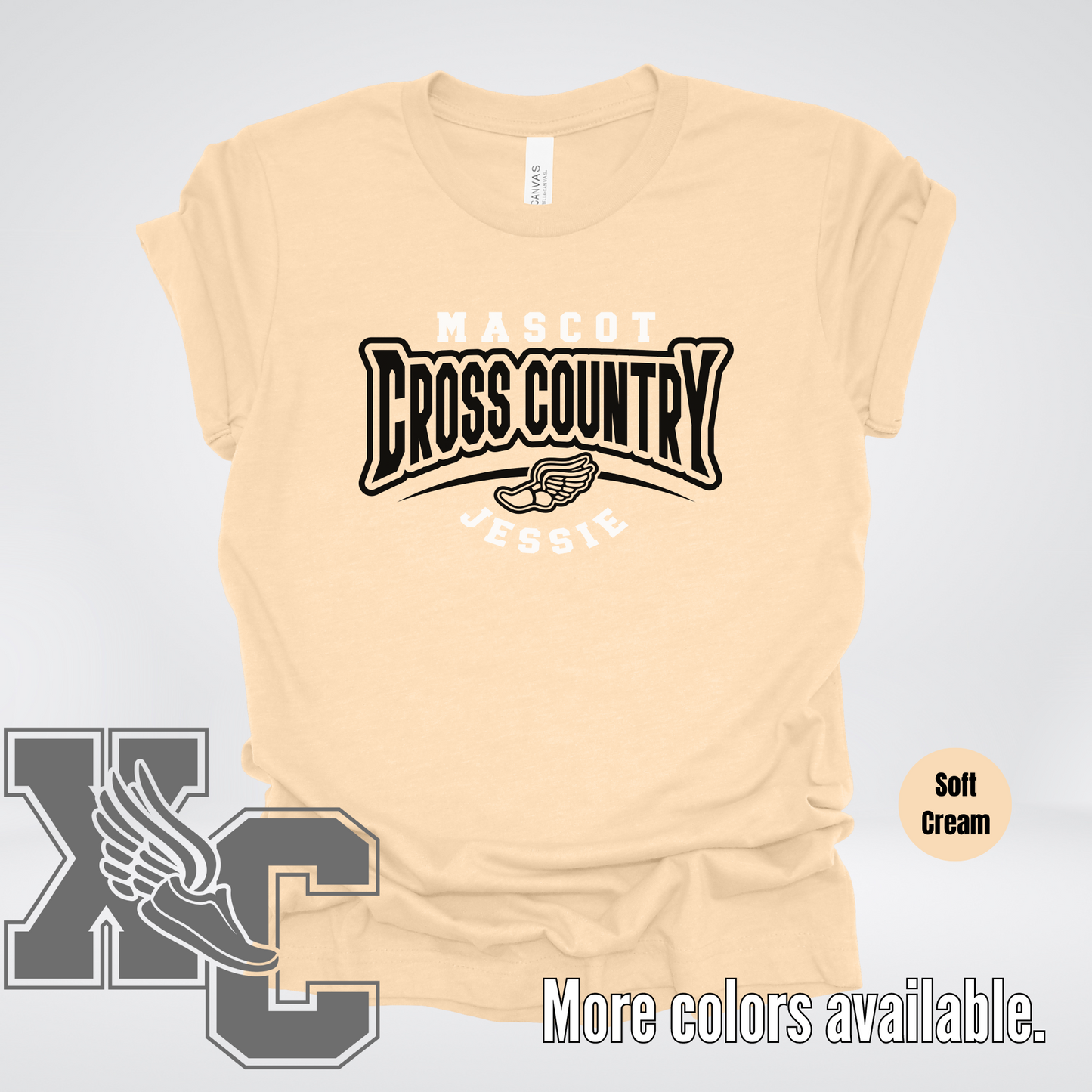 Custom Mascot & Name – Black – Cross Country Design 03 T-Shirt