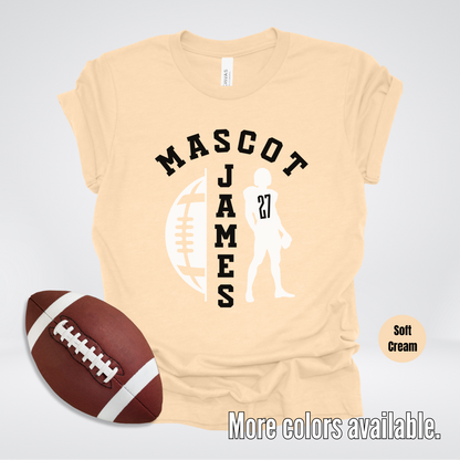 Custom Mascot, Number, & Name - Black - Football Design 29 T-Shirt