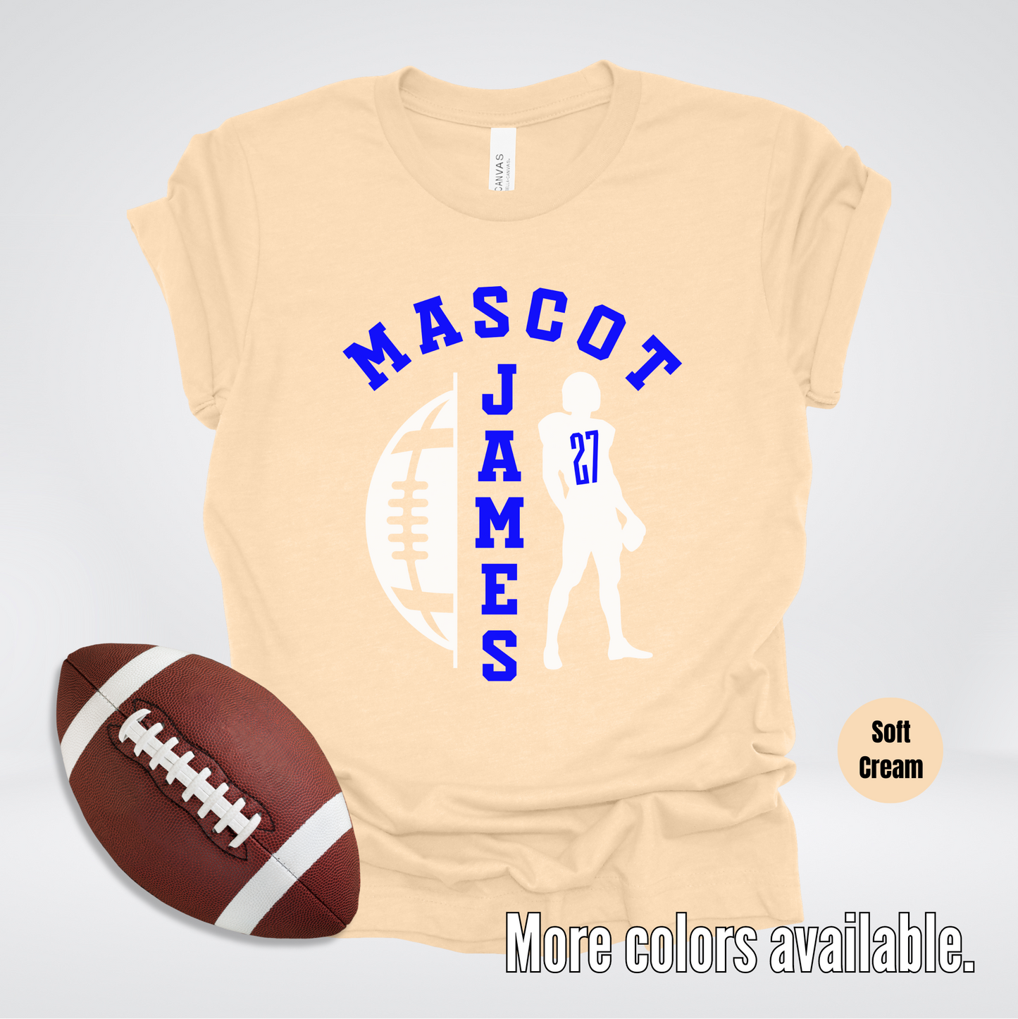 Custom Mascot, Number, & Name - Blue - Football Design 30 T-Shirt