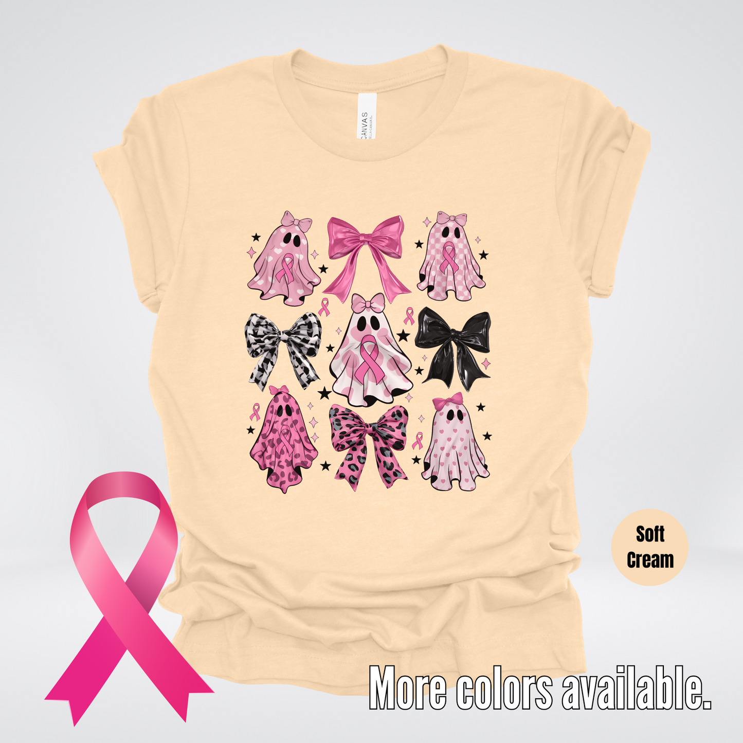 Ghost & Bows Coquette Breast Cancer Awareness T-Shirt