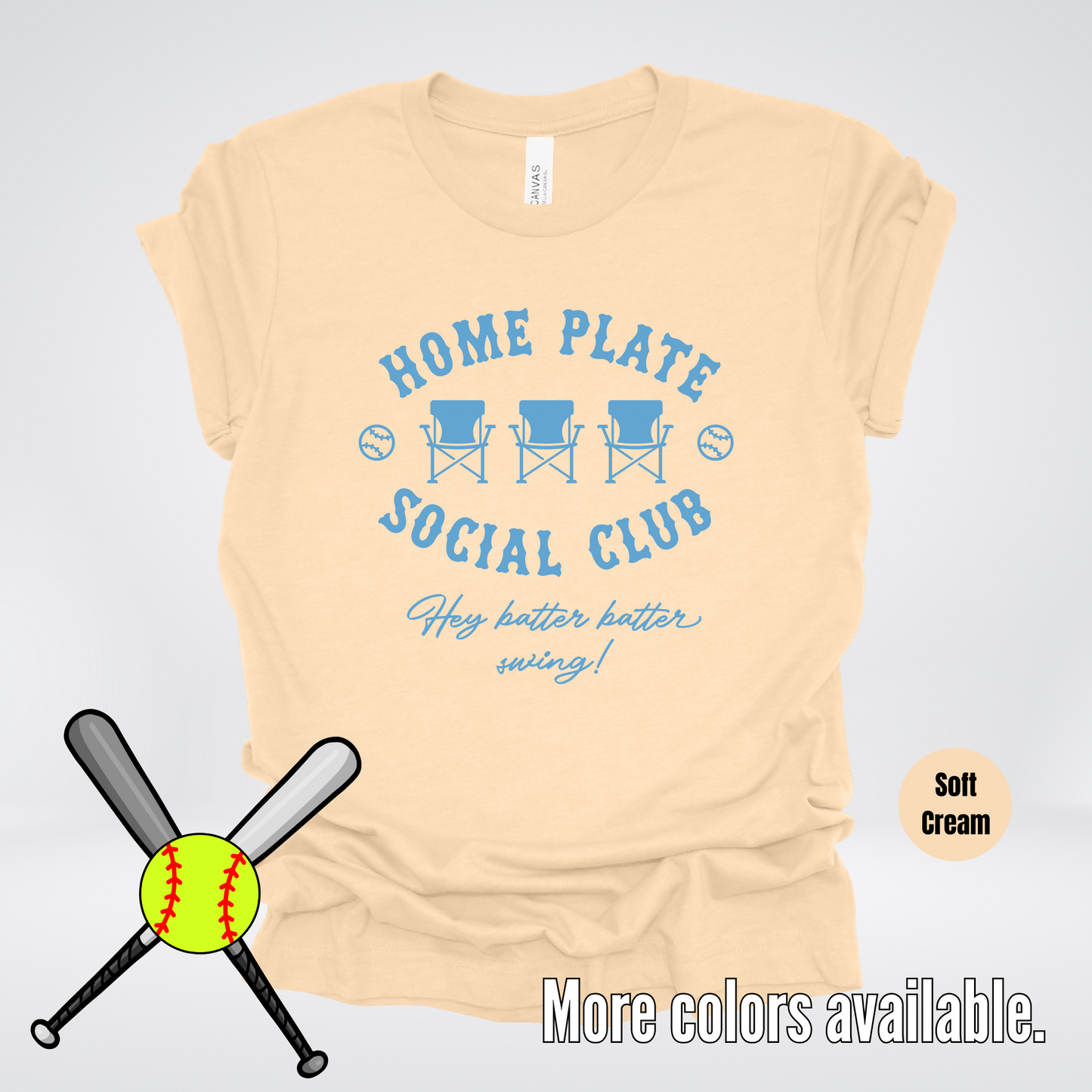 Home Plate Social Club – Light Blue Design - Softball Baseball T-Shirt