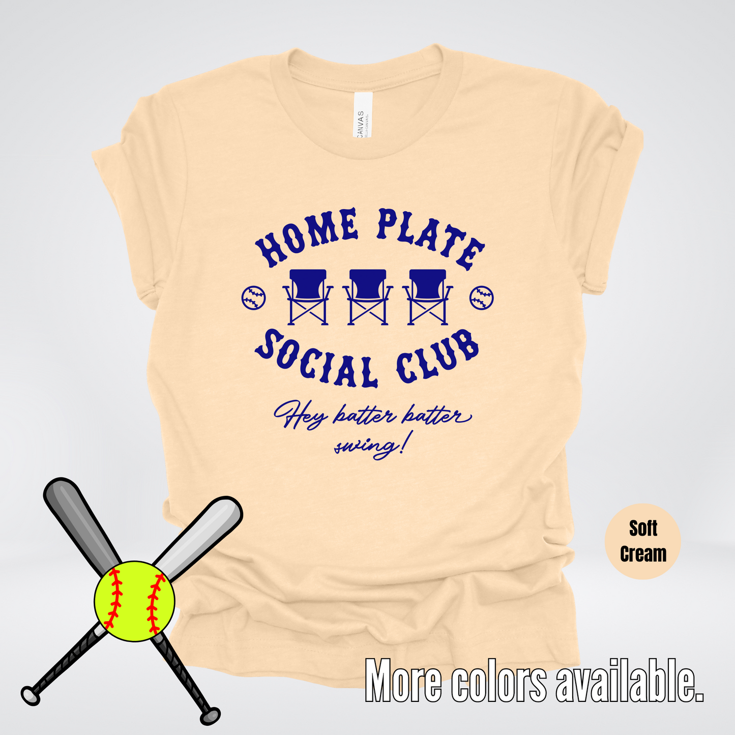 Home Plate Social Club – Navy Design - Softball Baseball T-Shirt