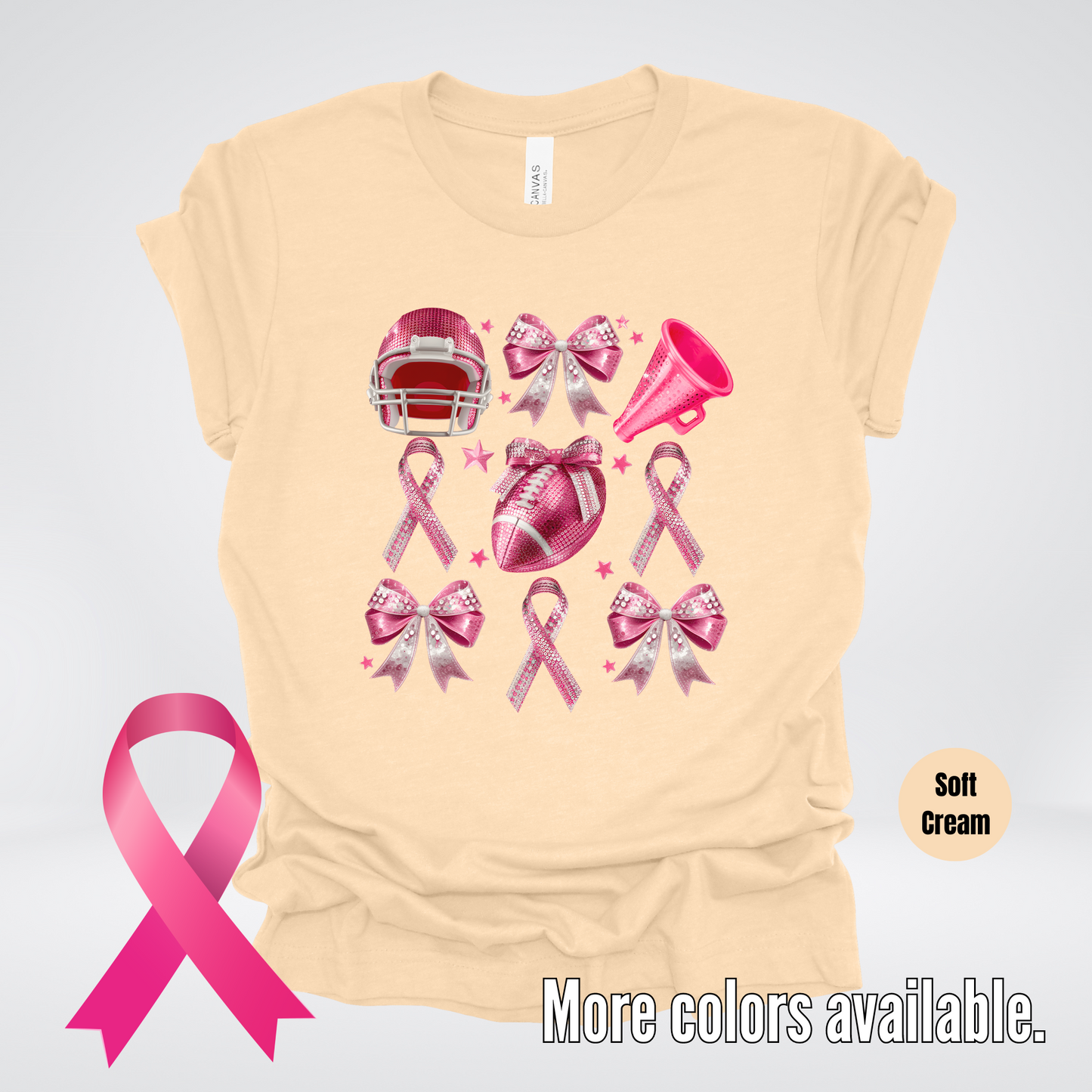 Pink Out Football Coquette Breast Cancer Awareness T-Shirt