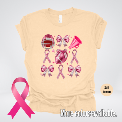 Pink Out Football Coquette Breast Cancer Awareness T-Shirt