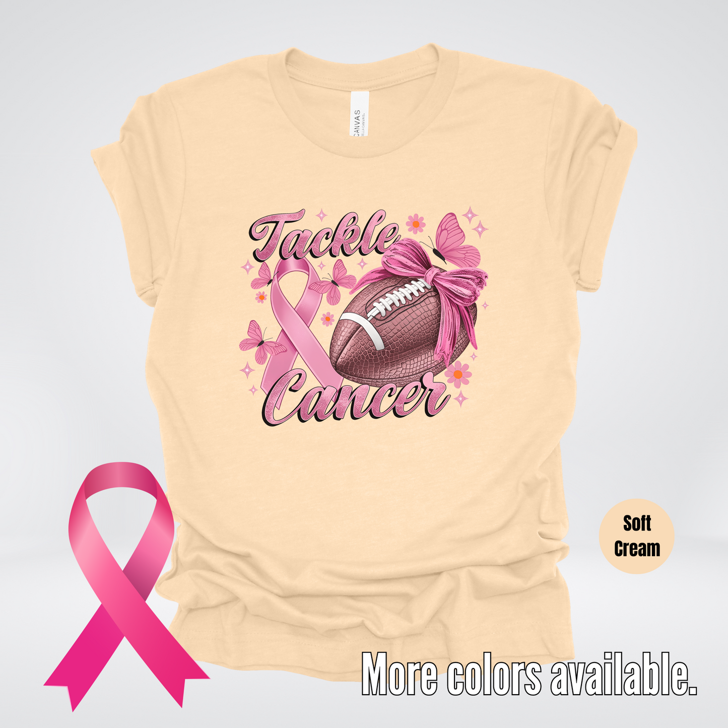 Tackle Cancer Coquette Football Breast Cancer Awareness T-Shirt