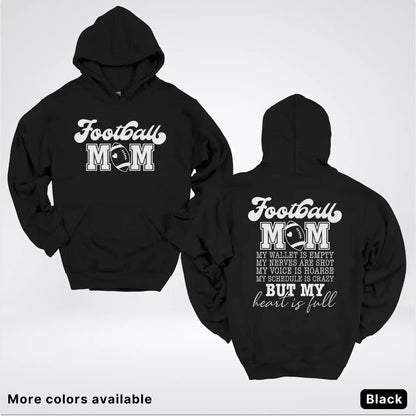 Football Mom – My Heart Is Full Front & Back – White Design - Hoodie