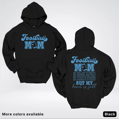 Football Mom – My Heart Is Full Front & Back – Light Blue Design - Hoodie