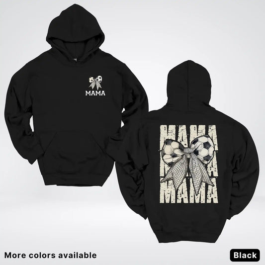 Soccer Mama Bow Coquette Varsity Font Graphic Hoodie