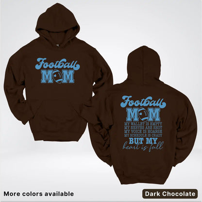 Football Mom – My Heart Is Full Front & Back – Light Blue Design - Hoodie