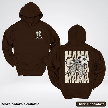 Soccer Mama Bow Coquette Varsity Font Graphic Hoodie