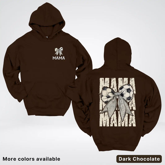 Soccer Mama Bow Coquette Varsity Font Graphic Hoodie
