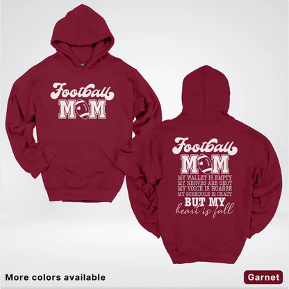 Football Mom – My Heart Is Full Front & Back – White Design - Hoodie