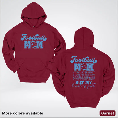 Football Mom – My Heart Is Full Front & Back – Light Blue Design - Hoodie
