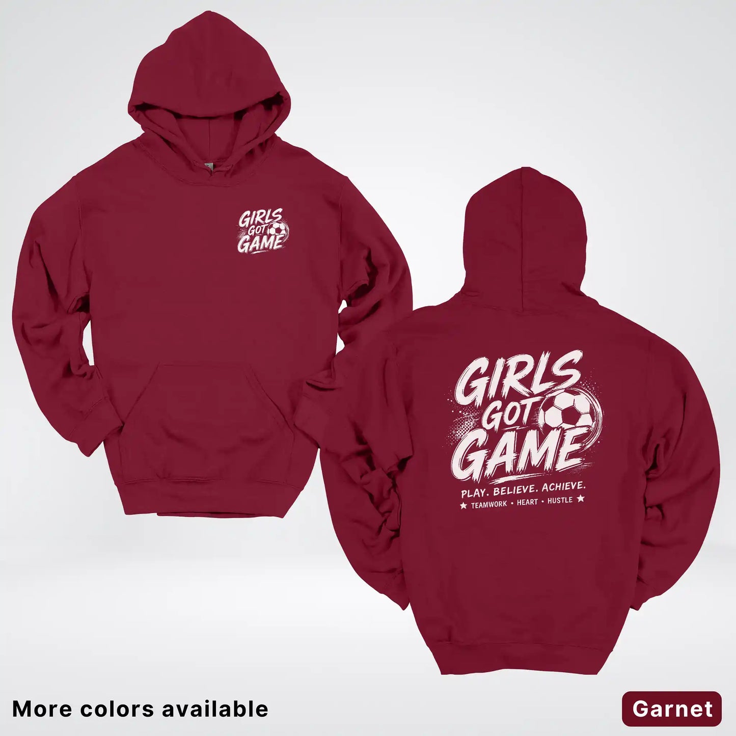 Girls Got Game - White Design - Soccer Hoodie