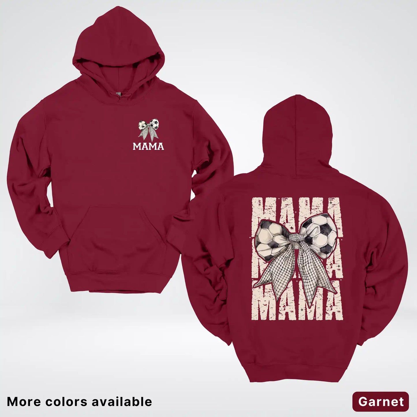 Soccer Mama Bow Coquette Varsity Font Graphic Hoodie