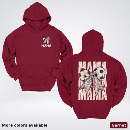 Soccer Mama Bow Coquette Varsity Font Graphic Hoodie
