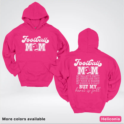 Football Mom – My Heart Is Full Front & Back – White Design - Hoodie
