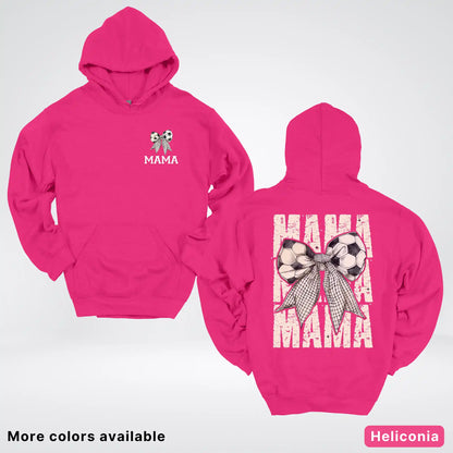 Soccer Mama Bow Coquette Varsity Font Graphic Hoodie
