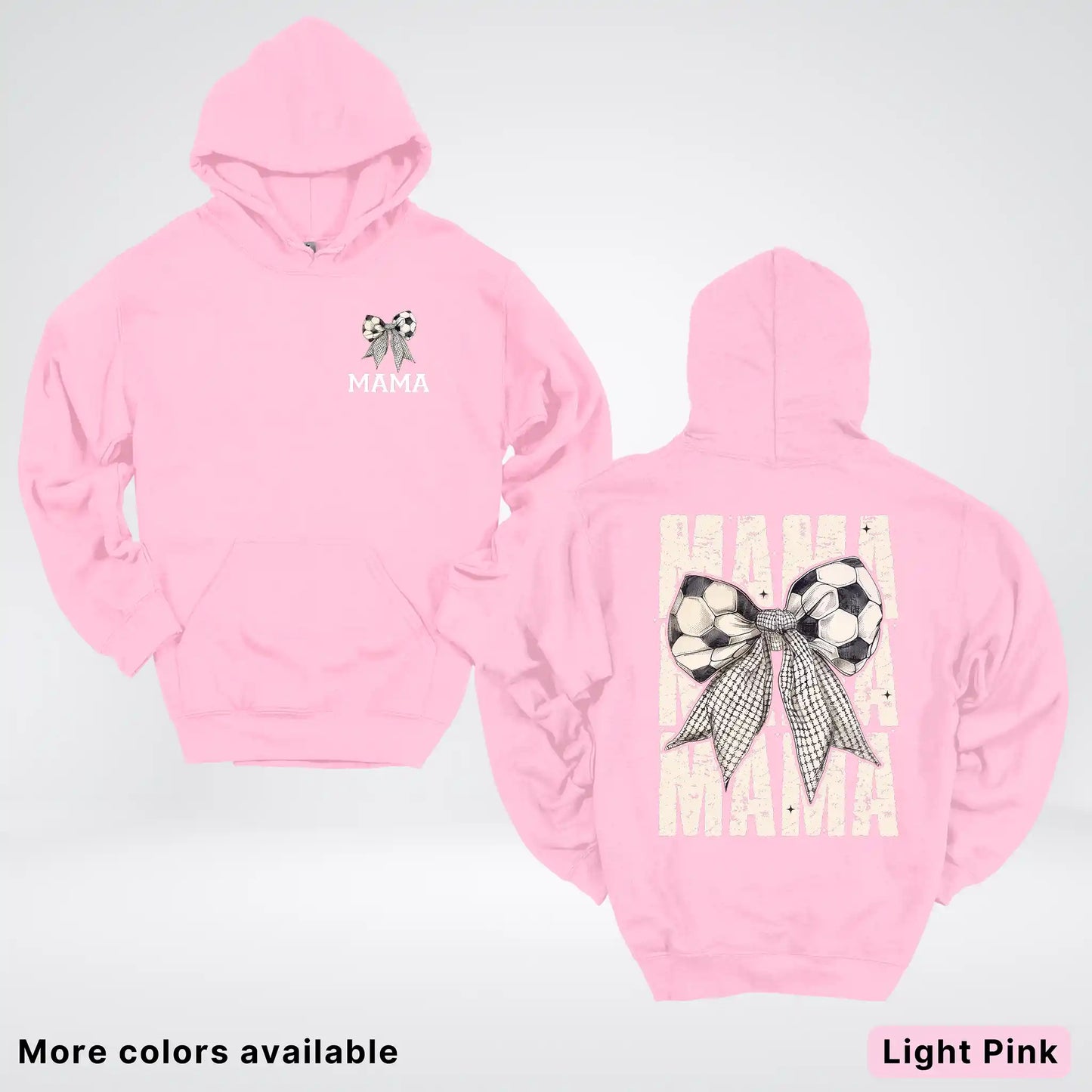 Soccer Mama Bow Coquette Varsity Font Graphic Hoodie