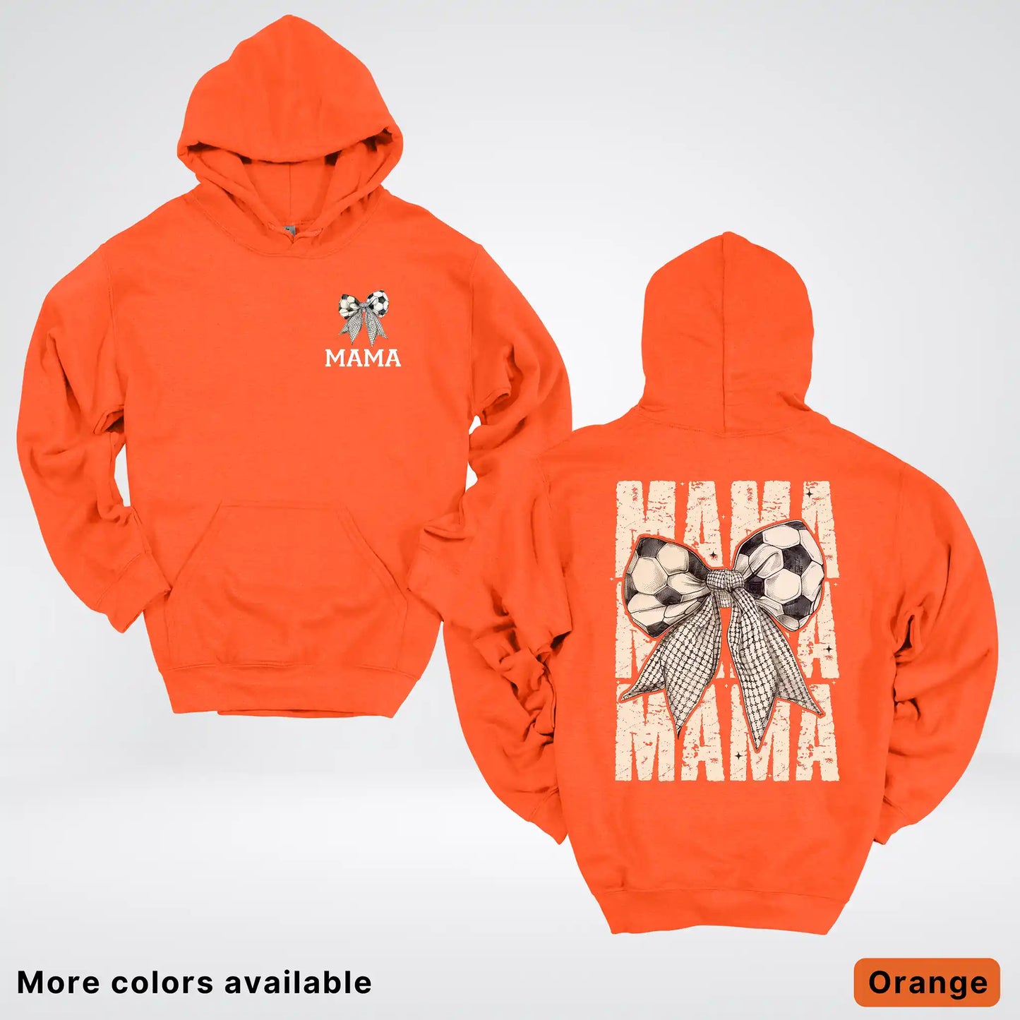 Soccer Mama Bow Coquette Varsity Font Graphic Hoodie