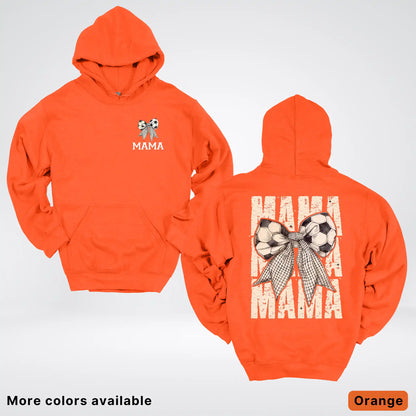 Soccer Mama Bow Coquette Varsity Font Graphic Hoodie