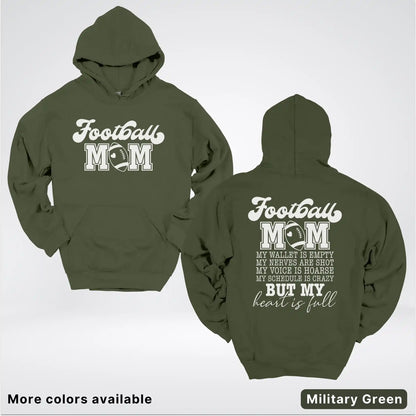 Football Mom – My Heart Is Full Front & Back – White Design - Hoodie
