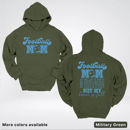 Football Mom – My Heart Is Full Front & Back – Light Blue Design - Hoodie