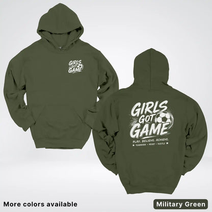 Girls Got Game - White Design - Soccer Hoodie