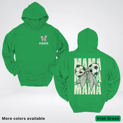 Soccer Mama Bow Coquette Varsity Font Graphic Hoodie