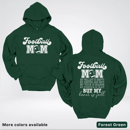 Football Mom – My Heart Is Full Front & Back – White Design - Hoodie