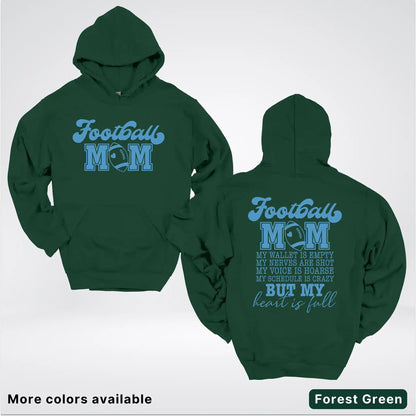 Football Mom – My Heart Is Full Front & Back – Light Blue Design - Hoodie