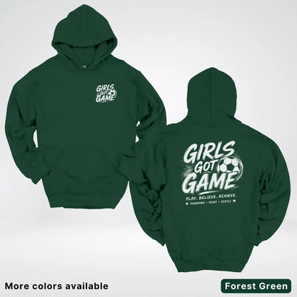 Girls Got Game - White Design - Soccer Hoodie