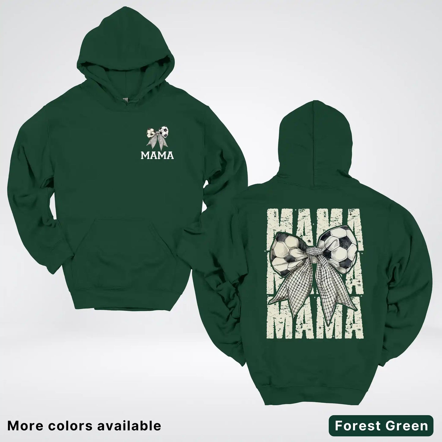 Soccer Mama Bow Coquette Varsity Font Graphic Hoodie