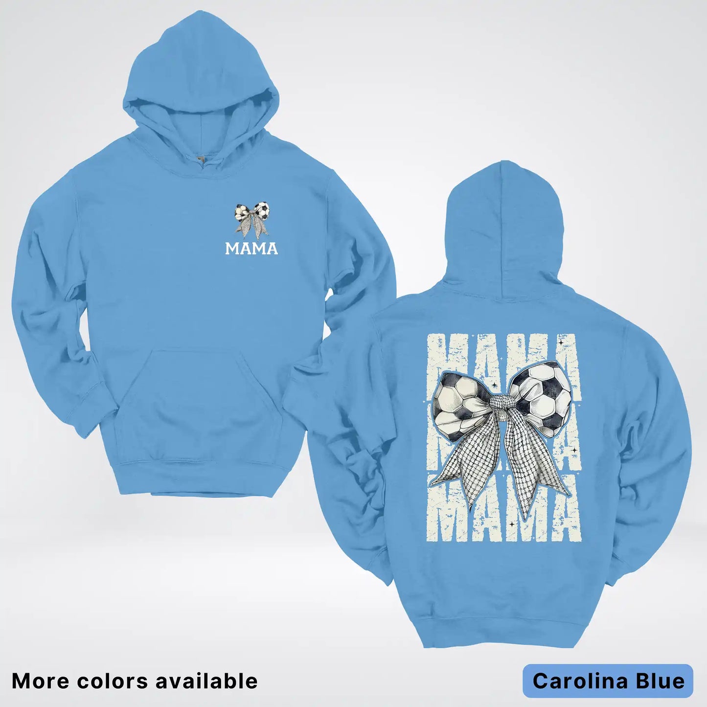 Soccer Mama Bow Coquette Varsity Font Graphic Hoodie