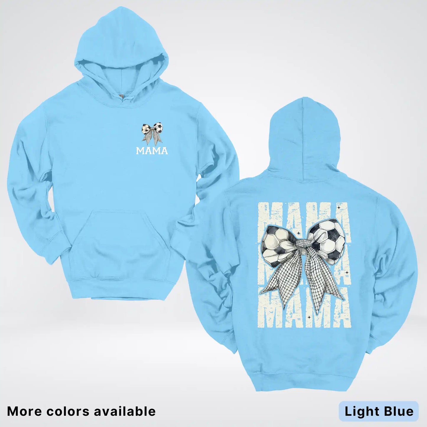 Soccer Mama Bow Coquette Varsity Font Graphic Hoodie
